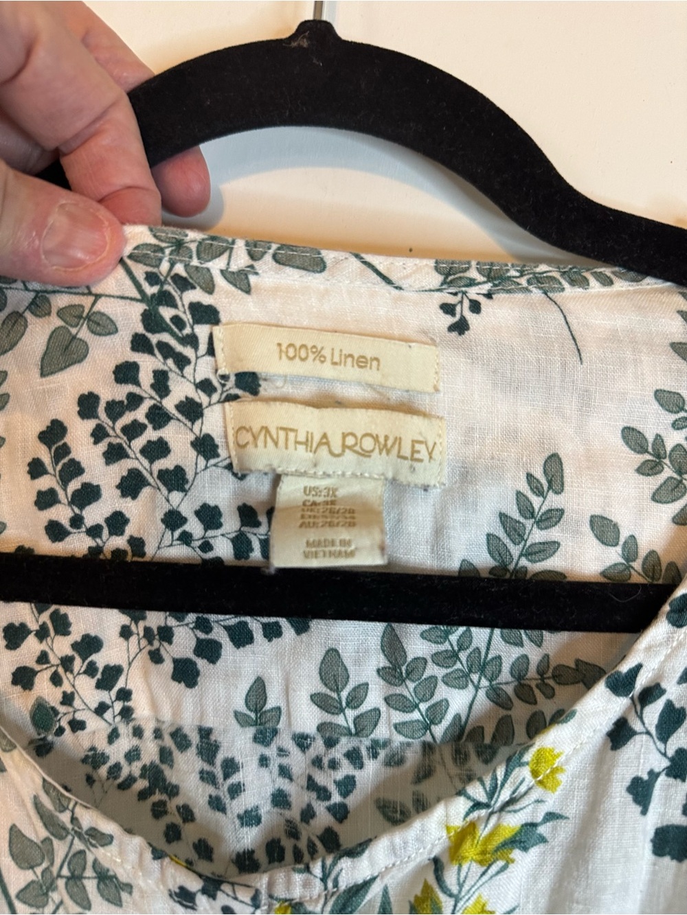 Cynthia Rowley Button-Front Tunic w/ Green, White, Yellow Floral PrintSz 3X Line - Picture 4 of 6